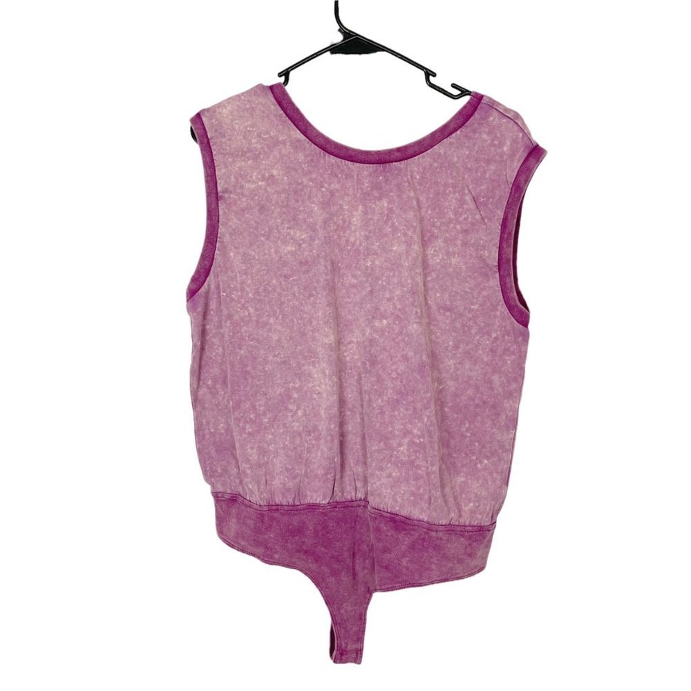 NWT Le Lis Woman's Sz L Purple Sleeveless Tie Dye Open Back Bodysuit
